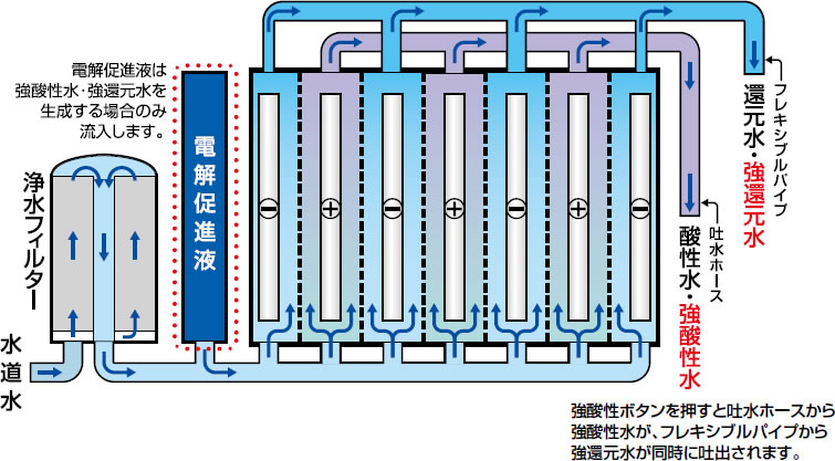 電解槽に7枚の電極板を搭載し、パワフルながらもコンパクト。（イメージ）